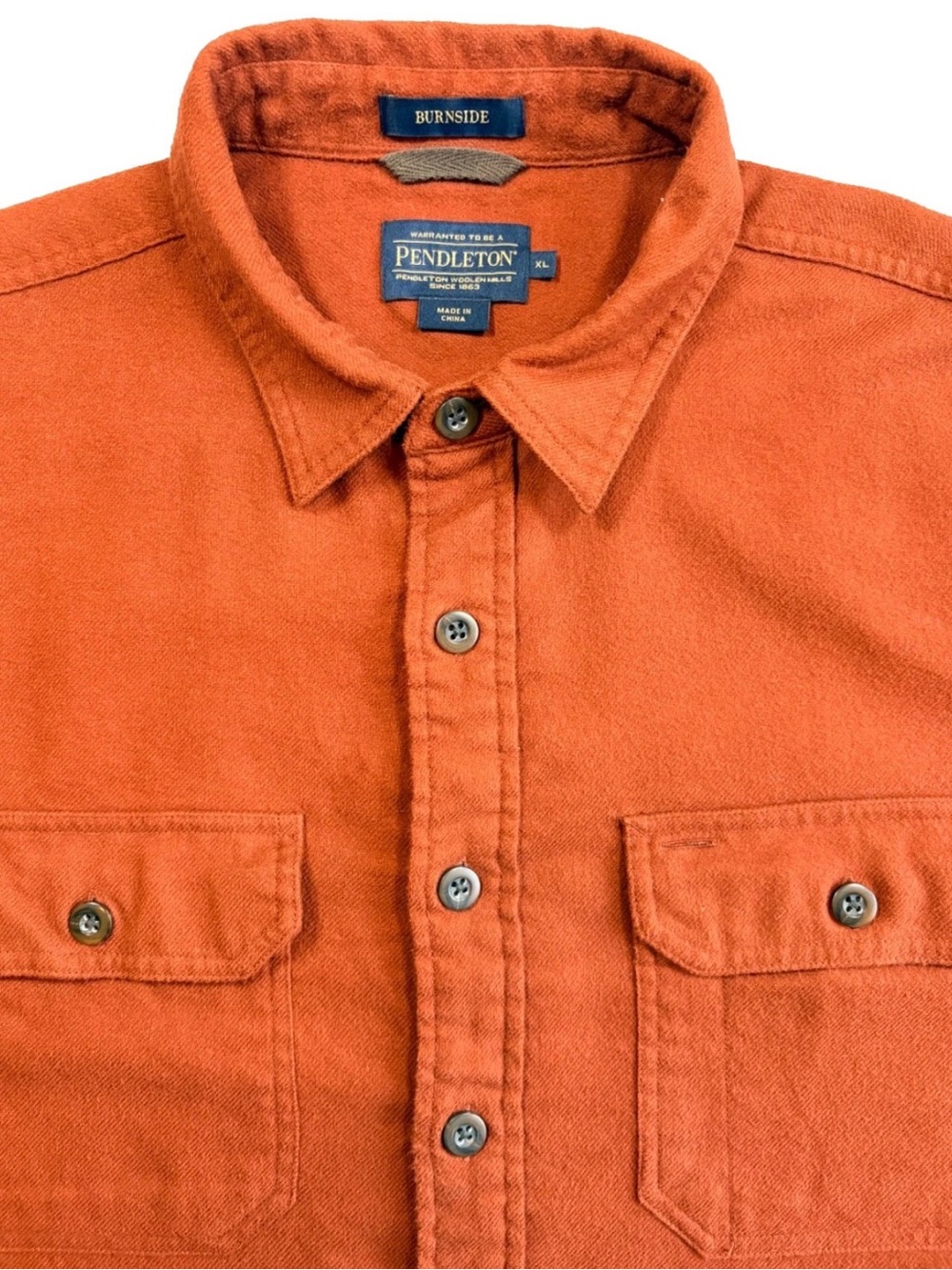 Pendleton Men's Long Sleeve Burnside Flannel Shirt 100% Cotton Rust Size XL
